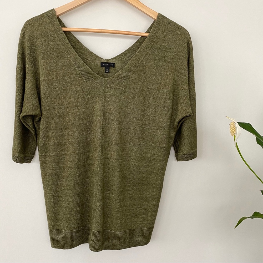 Talbots 💯 linen v-neck sweater